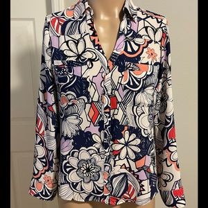 Express Button Down Portofino Dress Shirt Graphic Print Wrinkle Resistant Sz Sm